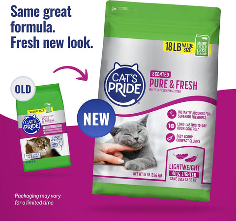 Cat's Pride Pure & Fresh Scented Clumping Litter 18lb