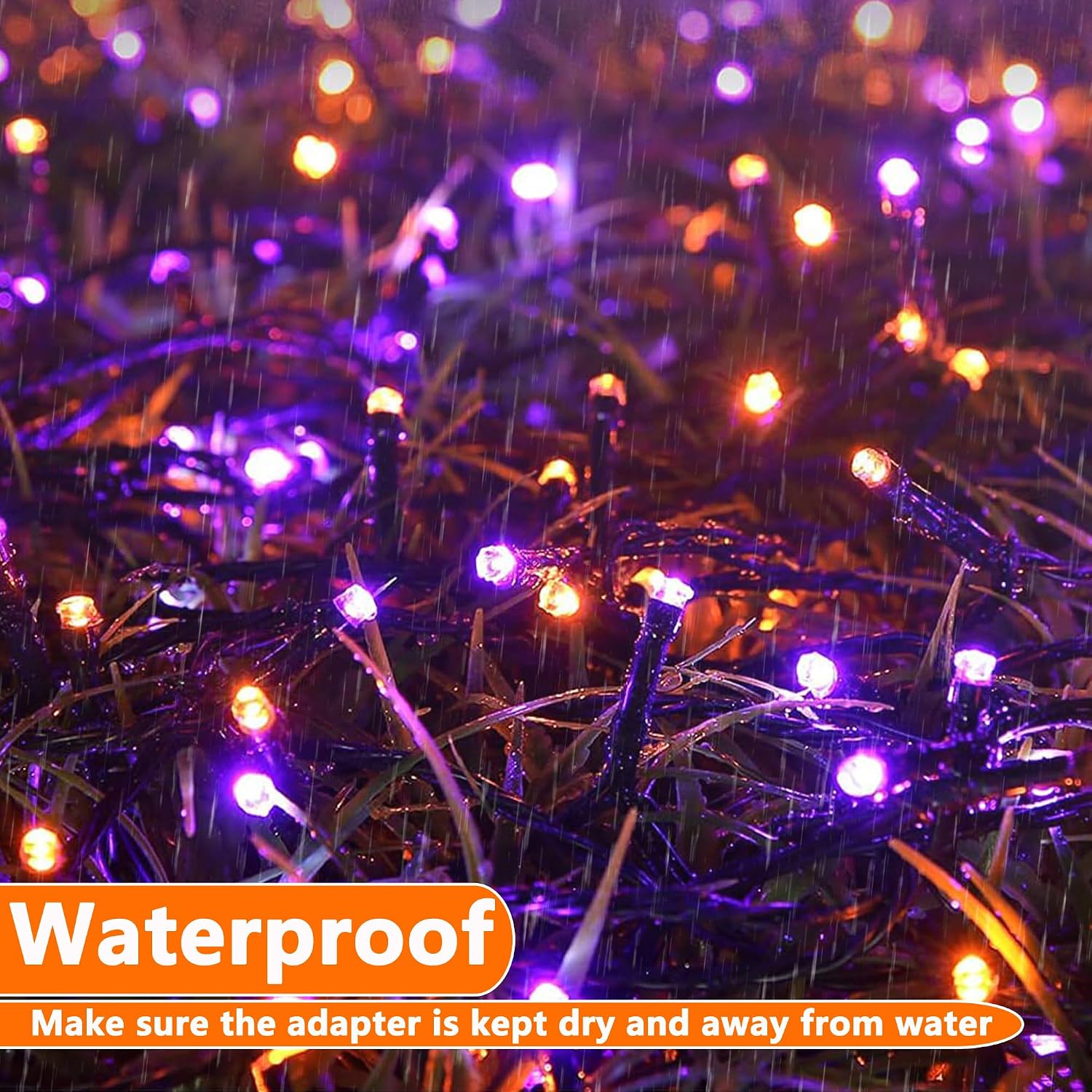Joomer Orange Purple Halloween Lights, 100FT 300LED Plug-in String Lights