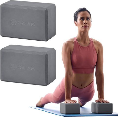 Gaiam Yoga Block - Supportive Latex-Free Eva Foam - Soft Non-Slip Surface with Beveled Edges for Yoga, Pilates, Meditation