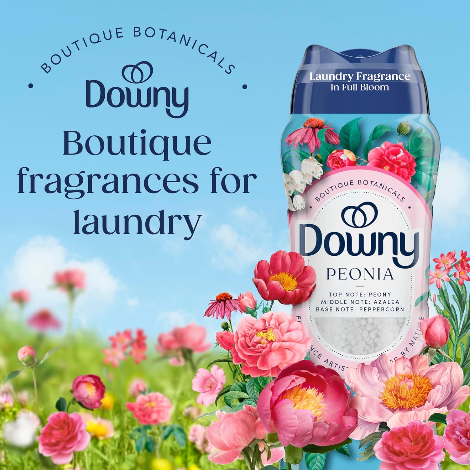 Downy Boutique Botanicals In Wash Laundry Scent Booster Beads, Boutique Fragrances inspired by the Artistry of Nature, PEONIA Scent, 21.1 oz
