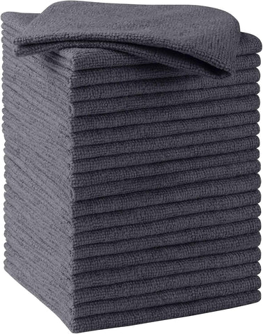 HOMEXCEL Microfiber Cleaning Cloth 20 PK, Towels for Cars and Shop, Grey
