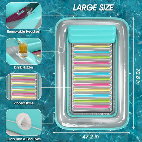 Inflatable Tanning Pool Lounger Float - Jasonwell 4 in 1 Sun Tan Tub Sunbathing Pool Lounge Raft Floatie Toys Water Filled Tanning Bed Mat Pad for Adult Blow Up Kiddie Pools Kids Ball Pit (MG,L)