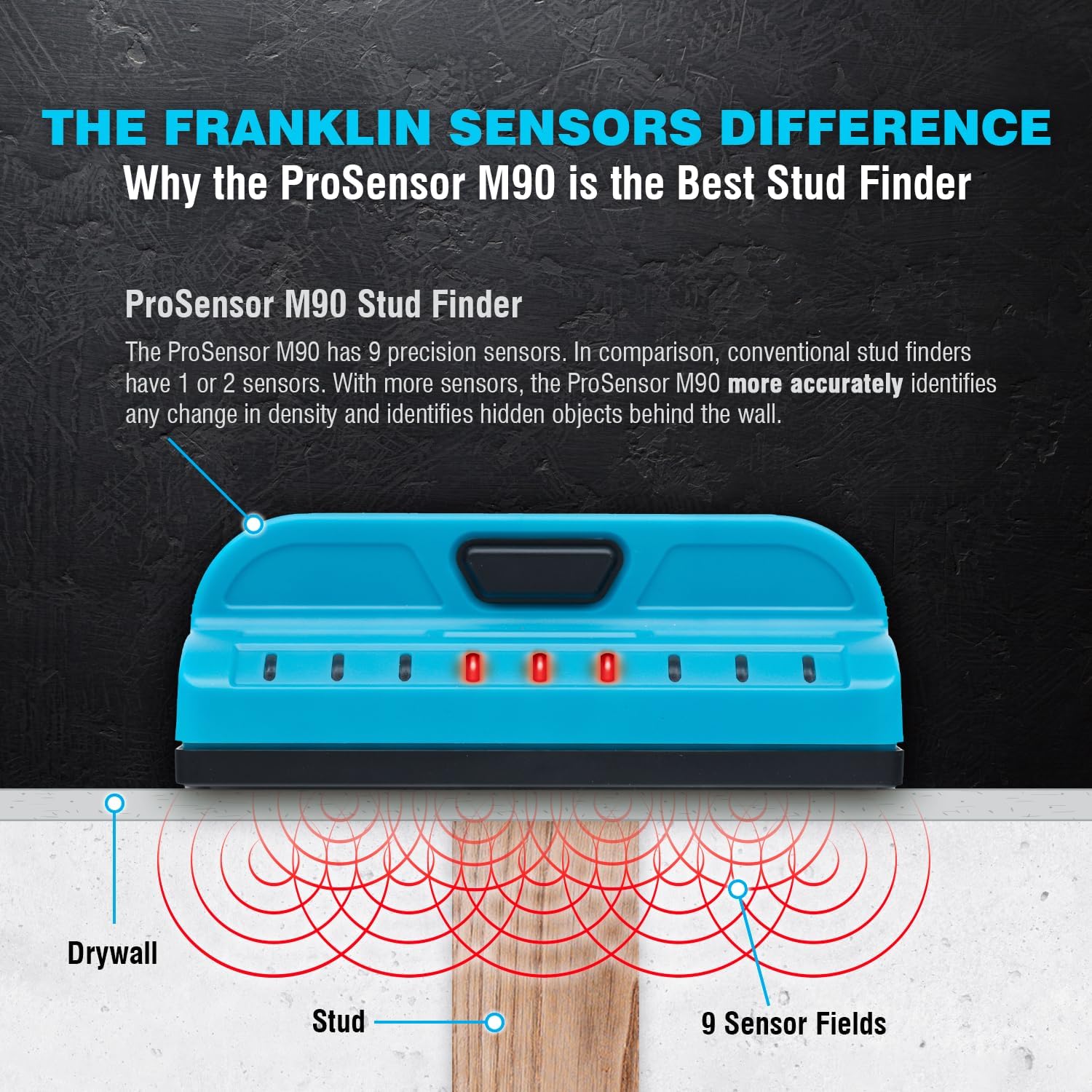 Franklin Sensors ProSensor Sapphire 9000 9-Sensor Stud Finder Wall Scanner
