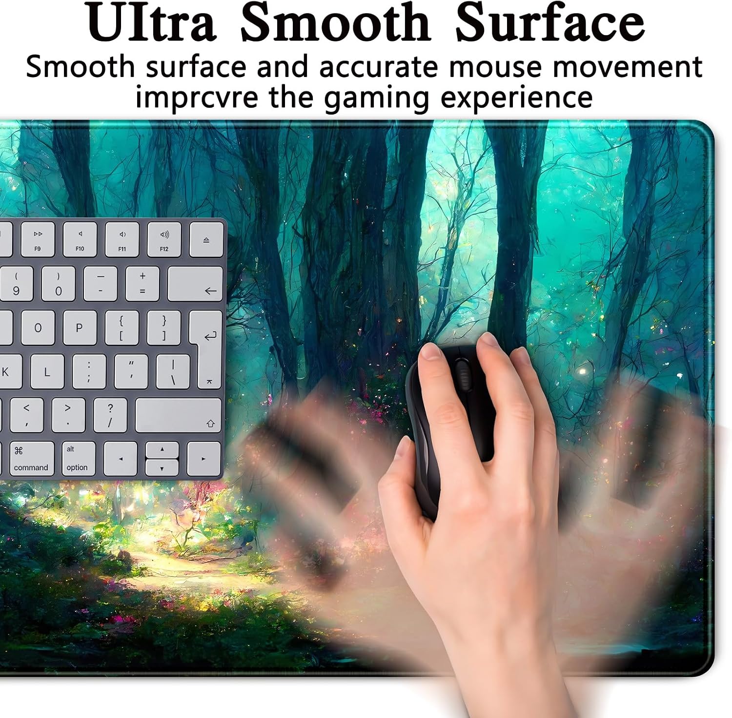 Forest Desk Mat Blue Green Mouse Pad Large Laptop Computer Keyboard Mouse Mat Gaming Mousepad XXL 31.5''X 15.7'' Deskpad Deskmat Cute Desk Pad