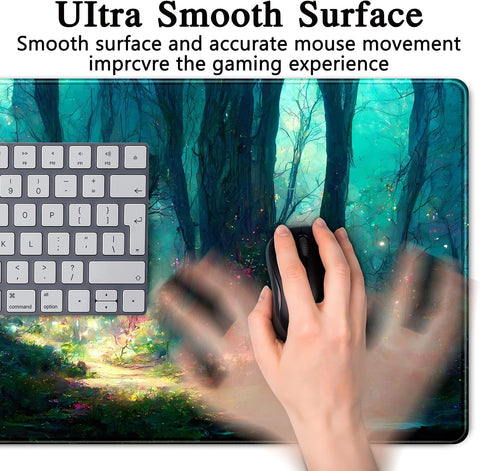 Forest Desk Mat Blue Green Mouse Pad Large Laptop Computer Keyboard Mouse Mat Gaming Mousepad XXL 31.5''X 15.7'' Deskpad Deskmat Cute Desk Pad