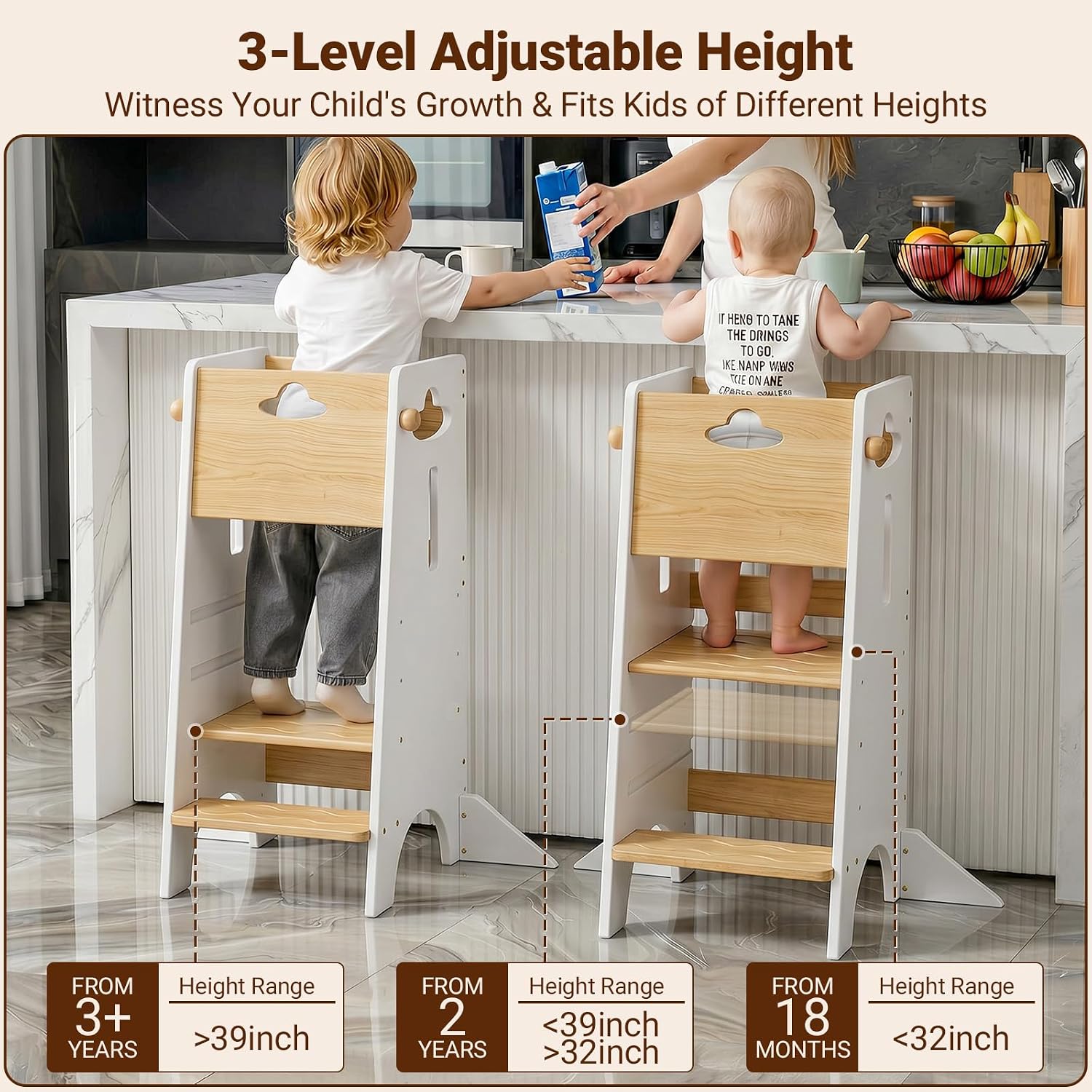 COSYLAND Toddler Tower Toddler Standing Kitchen Stool (NO Wide Back Panel)
