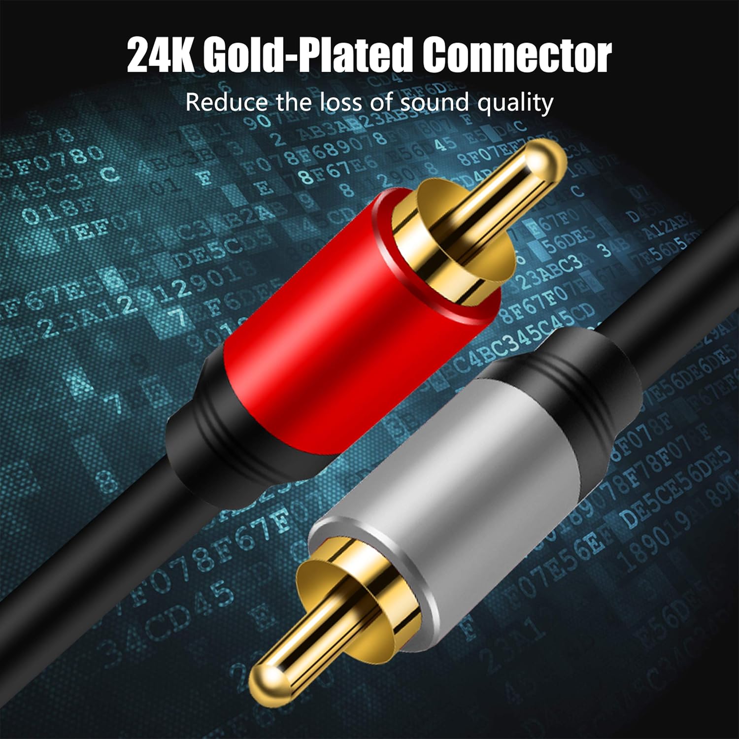 Tan QY 2RCA to 2RCA Audio Cable 10Ft-Gold Plated OFC for HDTV & Gaming