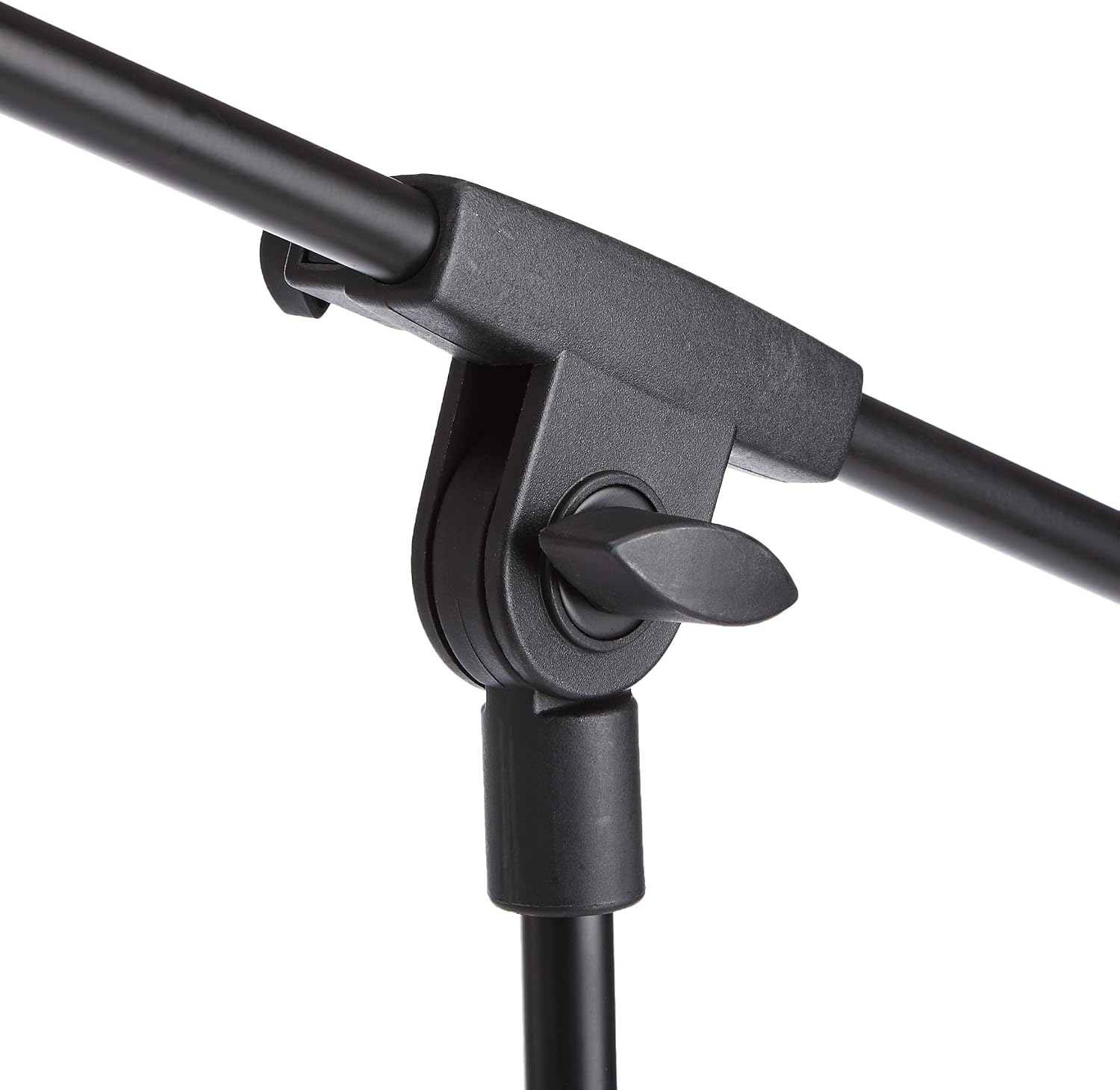 Amazon Basics Sturdy Portable Microphone Boom Arm Stand, Height Adjustable with Cable Management, Foldable Tripod Base, Up to 85.75", Black