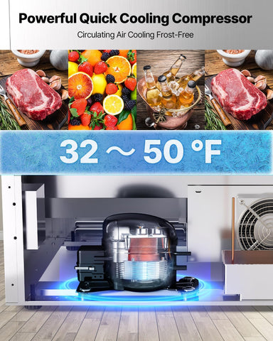 VEVOR Under Counter Drawer Refrigerator, 24 In Stainless Steel Fridge with Temperature Control, Dual Drawer Refrigerator with Powerful Compressor & LED Display, for Home, Office, and Commercial Use