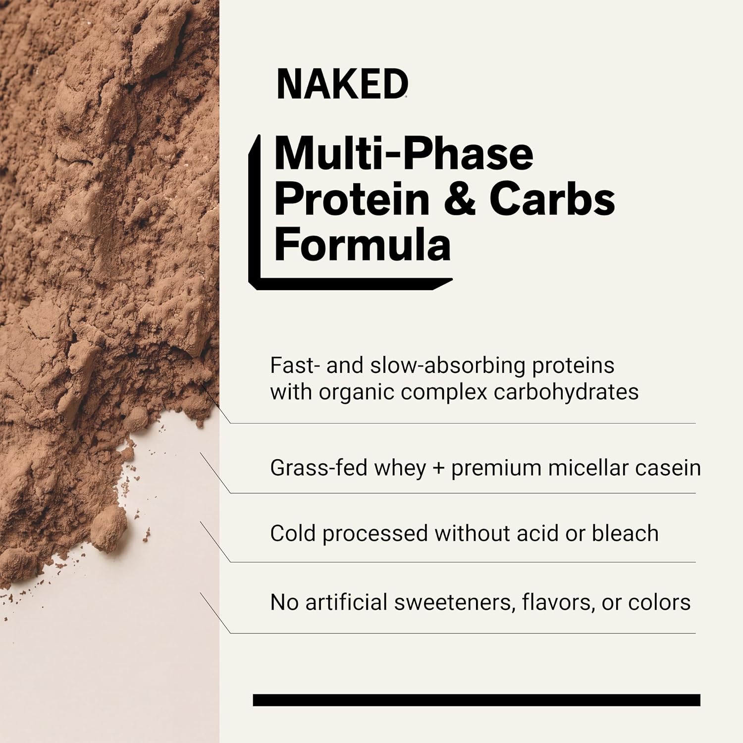 NAKED Chocolate Mass Gainer - All Natural Weight Gainer Protein Powder - 8lb Bulk, NSF Certified, GMO Free, Gluten Free & Soy Free. No Artificial Ingredients - 1,360 Calories