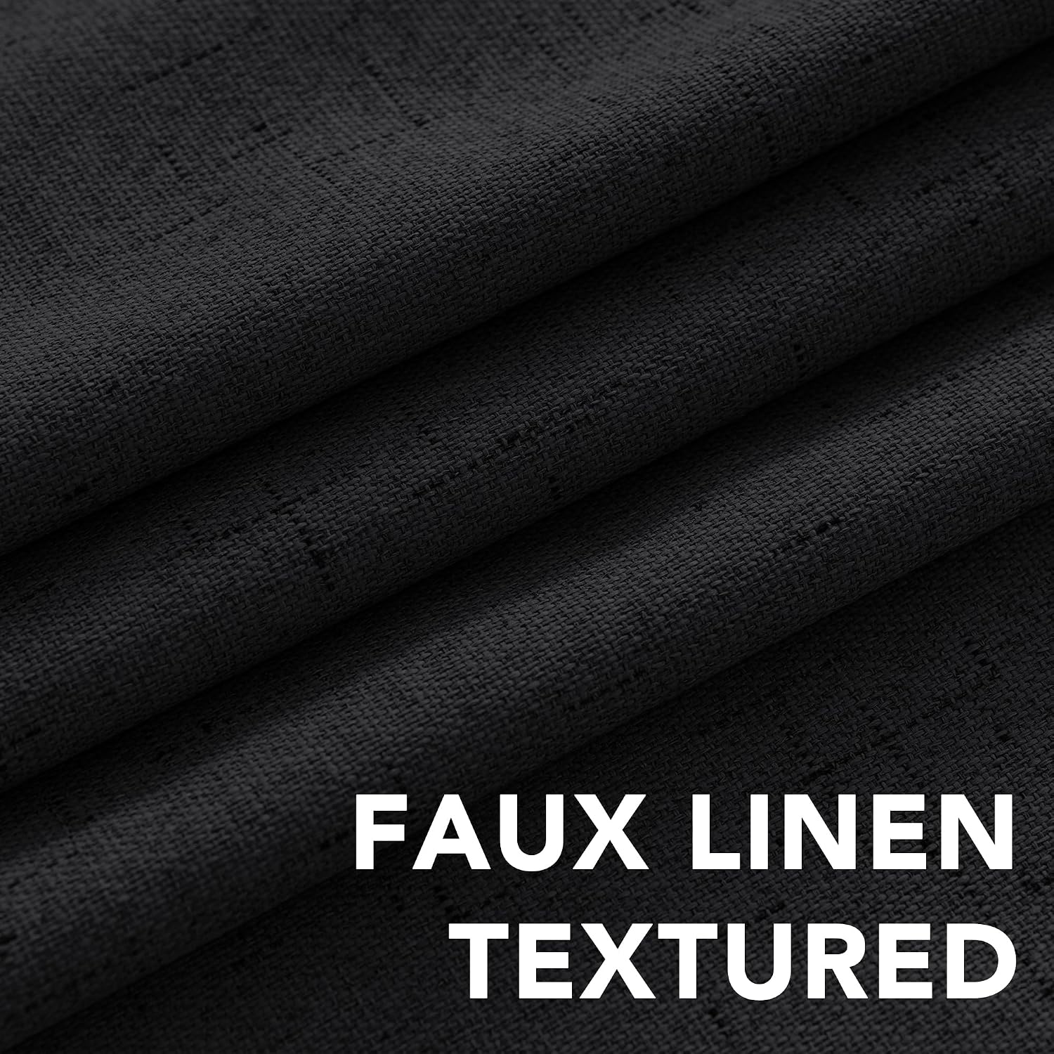 H.VERSAILTEX 100% Blackout Linen Curtains 45" L 2 Panels Black
