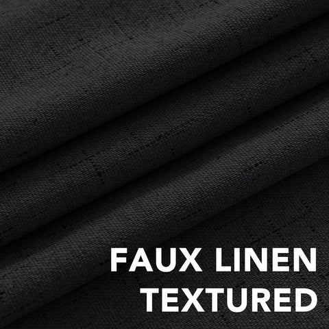 H.VERSAILTEX 100% Blackout Linen Curtains 45" L 2 Panels Black