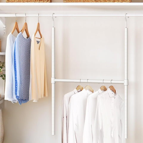 Simple Houseware Adjustable Closet Hanging Rod, White