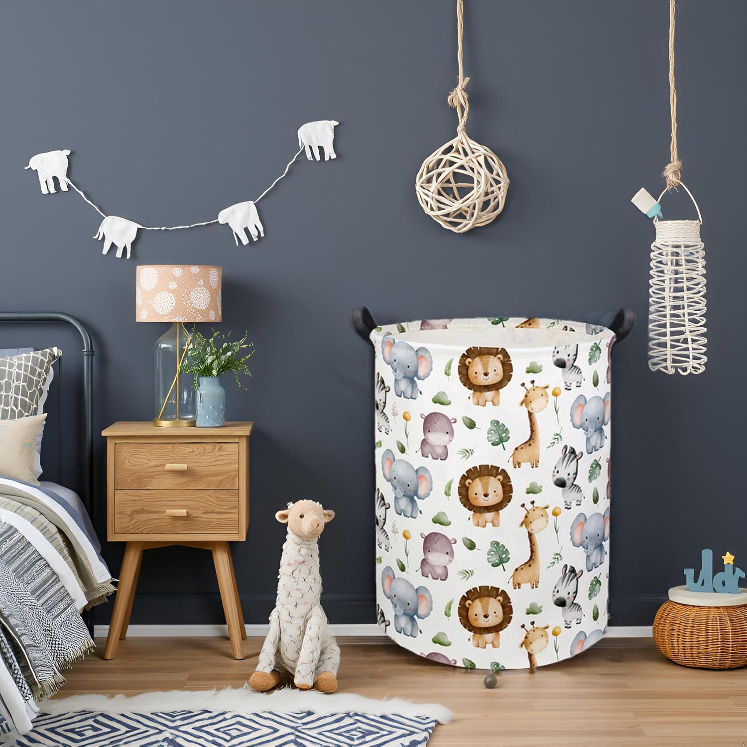 Baby Laundry Hamper Basket Baby Hamper for Nursery Boy and Girl Cute Storage Bin Organizer Animal Room Decor(Animal)