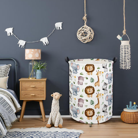 Baby Laundry Hamper Basket Baby Hamper for Nursery Boy and Girl Cute Storage Bin Organizer Animal Room Decor(Animal)