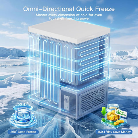 MEPTY 2.05 Cu.Ft Chest Freezer,Top Open Door Deep Freezer with 2 Removable Baskets,7 Adjustable Thermostat,Built-in LED Light,Quiet Energy Saving Freezers for Home,Kitchen,Garage Use