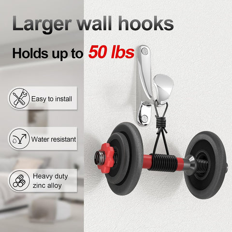 UIOSANRT Heavy Duty Wall Hooks for Hanging 4 Pack, Silver Coat Hooks Wall Mount Holds Up to 50 Lbs, Ceiling Hooks for Hat, Coat, Towel, Purse, Plant, Key Hanging Hook