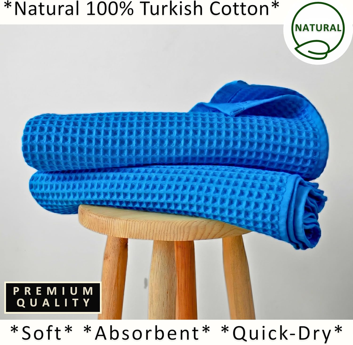PÜSKÜL Natural 100% Turkish Cotton Waffle Bath Towels Set of 2, Extra-Large