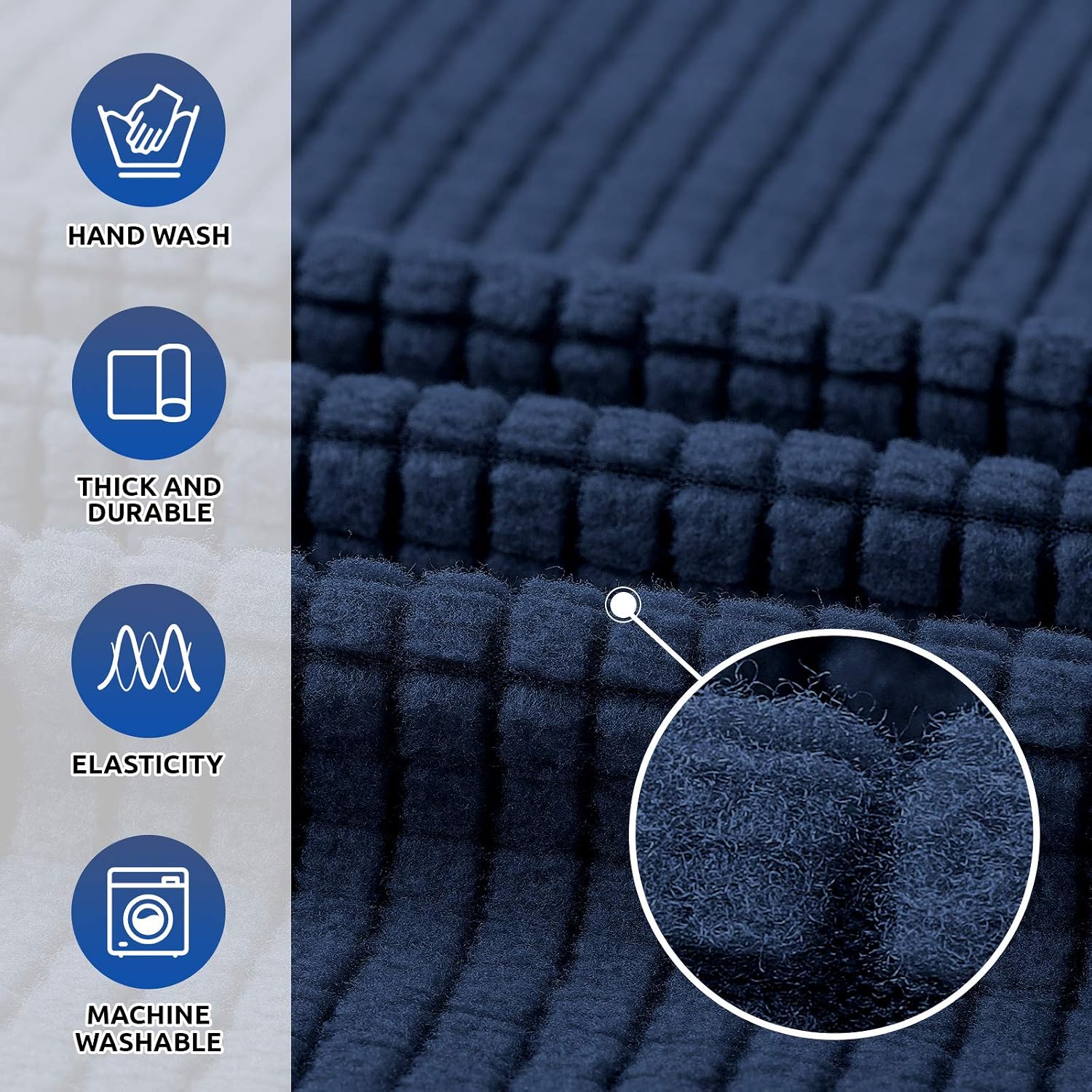 KEKUOU Stretch Chair Sofa Slipcover, Single Couch Cover,Navy Blue