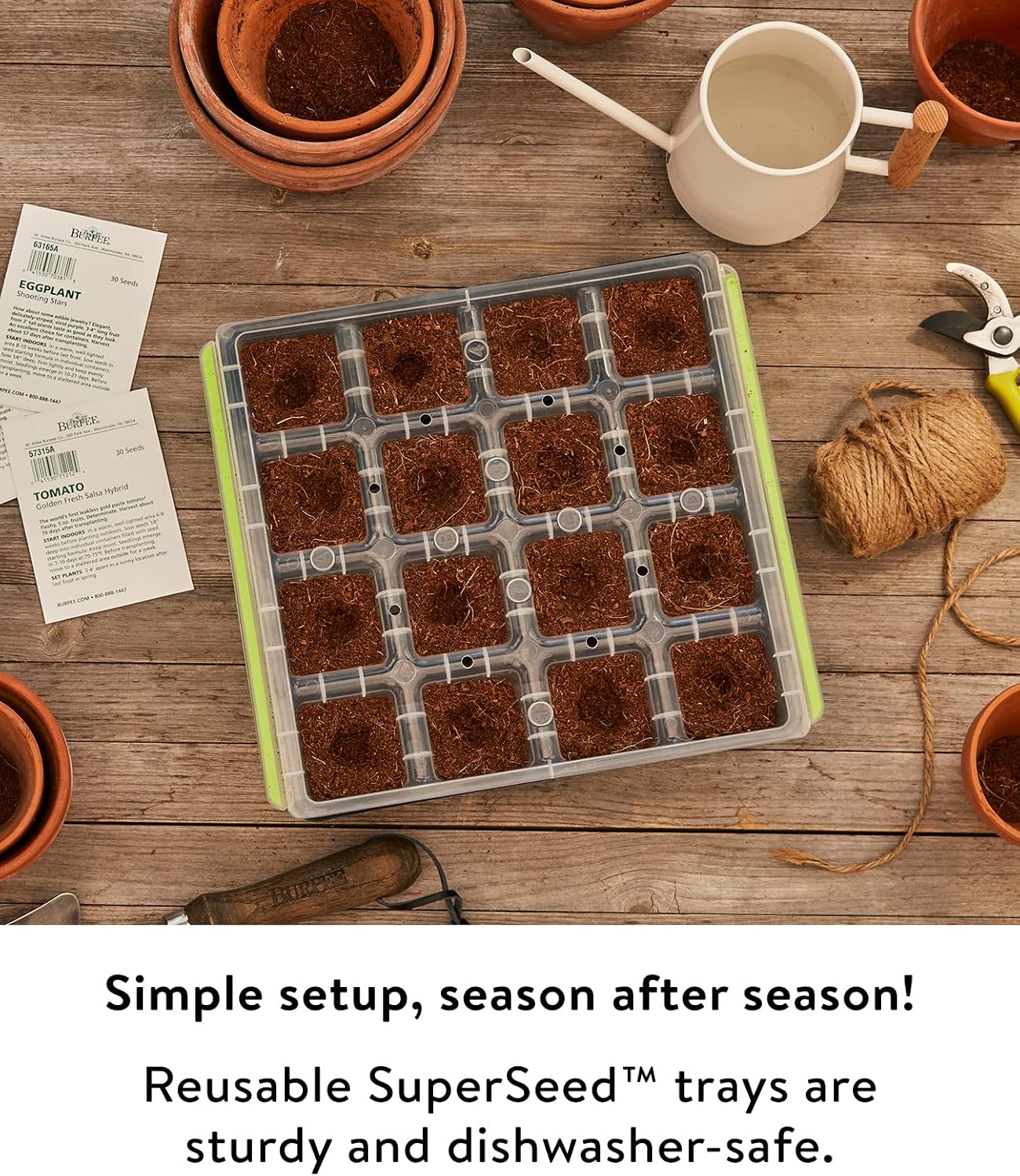 Burpee SuperSeed 16 XL Cell Reusable Seed Starting Tray for Seedlings