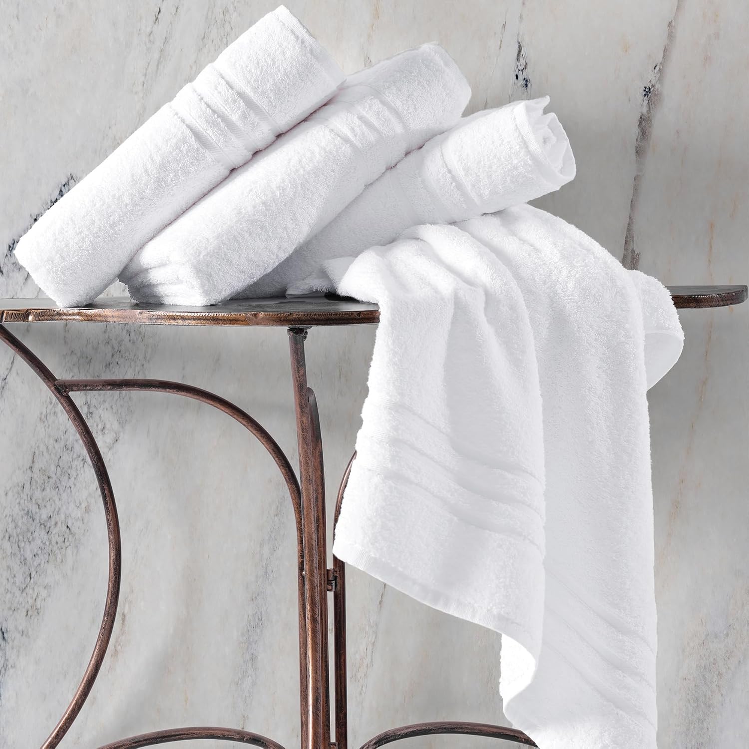 Hawmam Bath Linen Towels Large, Turkish Cotton, 4 Pack, White