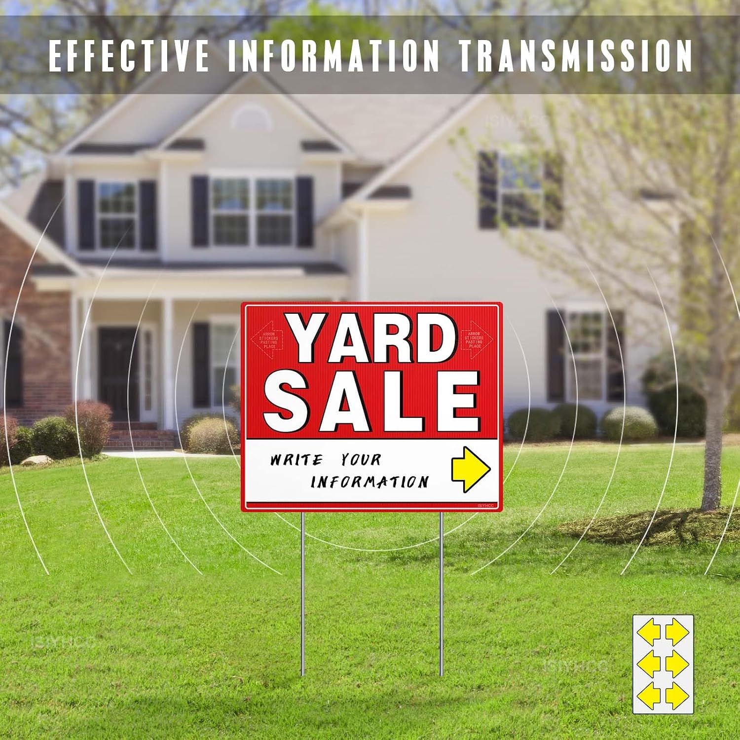 Yard Sale Signs Kit with Price Stickers (8 Pack), 3 Pcs Yard Sale Signs with Stakes, 5 Pcs Garage Sales Price Stickers, Directional Arrows Sign, Garage Sales Supplies, Large Prices Tags, Double Sided