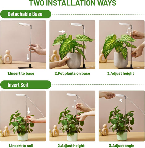 LBW Grow Lights for Indoor Plants, Full Spectrum Halo Grow Light with Base