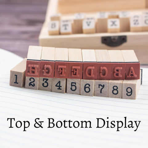 36 Pcs Small Wooden Rubber Stamps, Wooden Box Multipurpose Number Alphabet Letter Wood Rubber Stamp for Card Making, DIY Craft, Scrapbooking Supplie, etc
