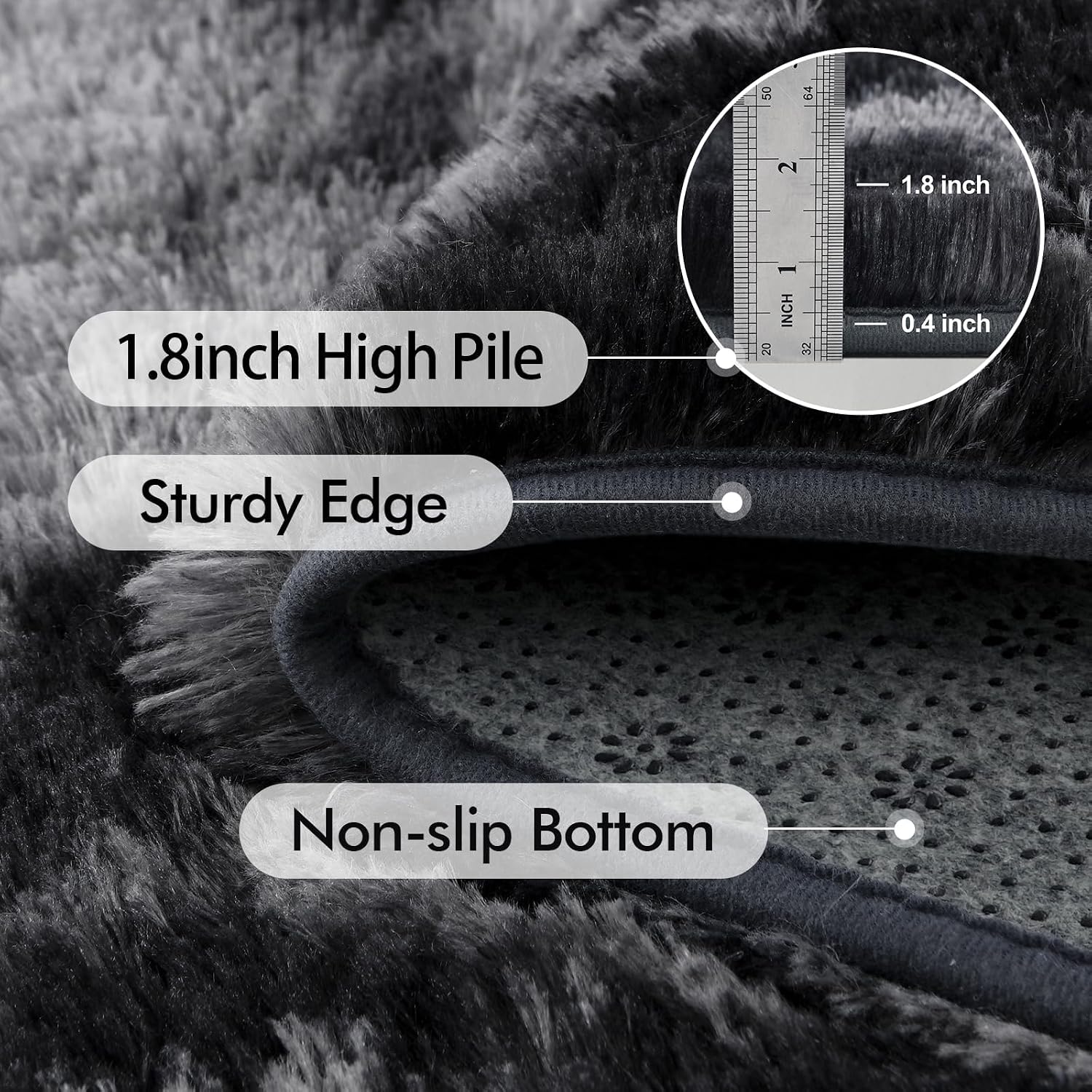 7x10 Ft Extra Large Shag Rugs for Living Room, Tie Dyed Ultra Soft Fluffy Furry Area Rugs for Bedroom Indoor Floor, Aesthetic Carpet for Kids Home Decor (Dark Grey)