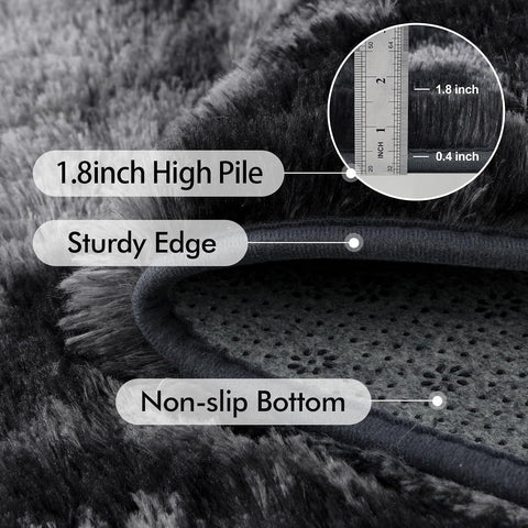 7x10 Ft Extra Large Shag Rugs for Living Room, Tie Dyed Ultra Soft Fluffy Furry Area Rugs for Bedroom Indoor Floor, Aesthetic Carpet for Kids Home Decor (Dark Grey)