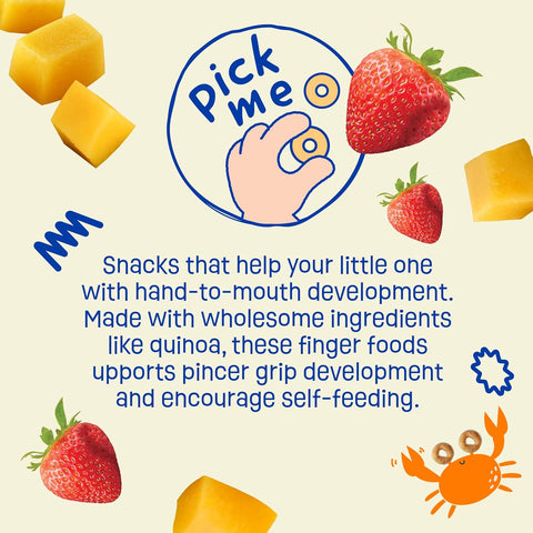 Earth's Best Organic Melty Hoops, Bite-Sized Snacks for Babies 8 Months and Up, Strawberry and Mango, 0.32 Ounce Individual Bags (Pack of 4)