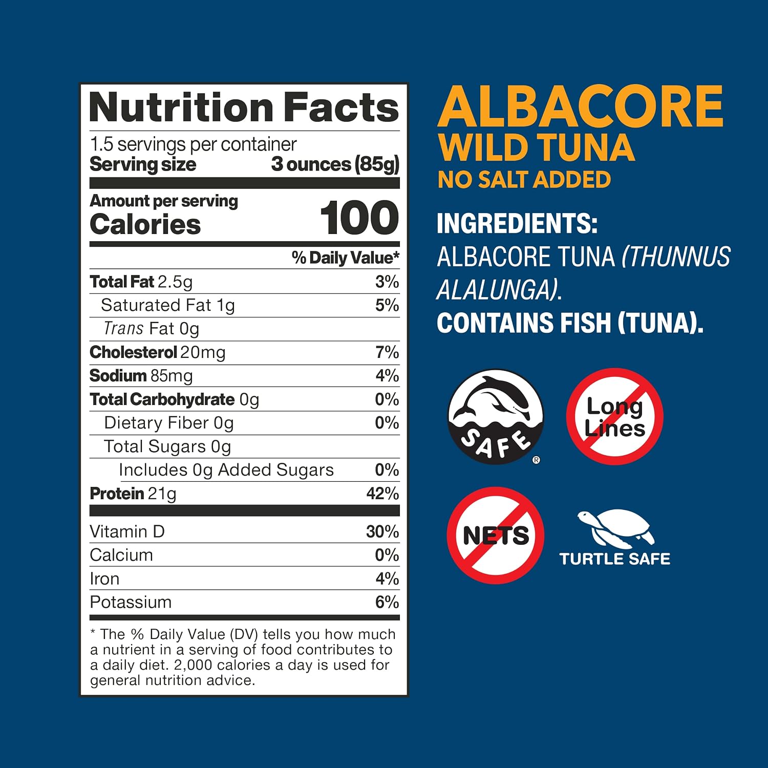 Wild Planet Wild Albacore Tuna, No Salt Added, 5 Ounce Can, Pack of 12 | Sustainable Pole & Line Caught Canned Tuna. Non-GMO, Gluten Free, Kosher, Dairy Free, Keto & Paleo Friendly