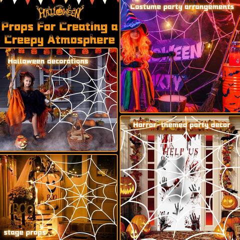 YUNAI Spider Webs Halloween Decorations Outdoor, 10.5ft 7 Coils White Fake Spider Web, Scary Haunted House Outdoor Wall Decor for Halloween Party Hanging Decorations