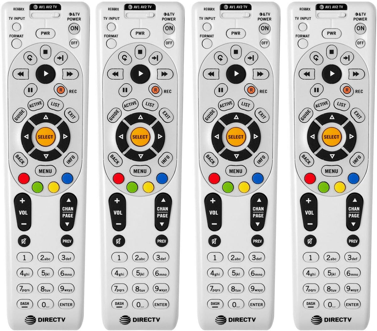 4 Pack Remote Controls DirecTV RC66RX RF (Remote Control's Replaces RC65RX)