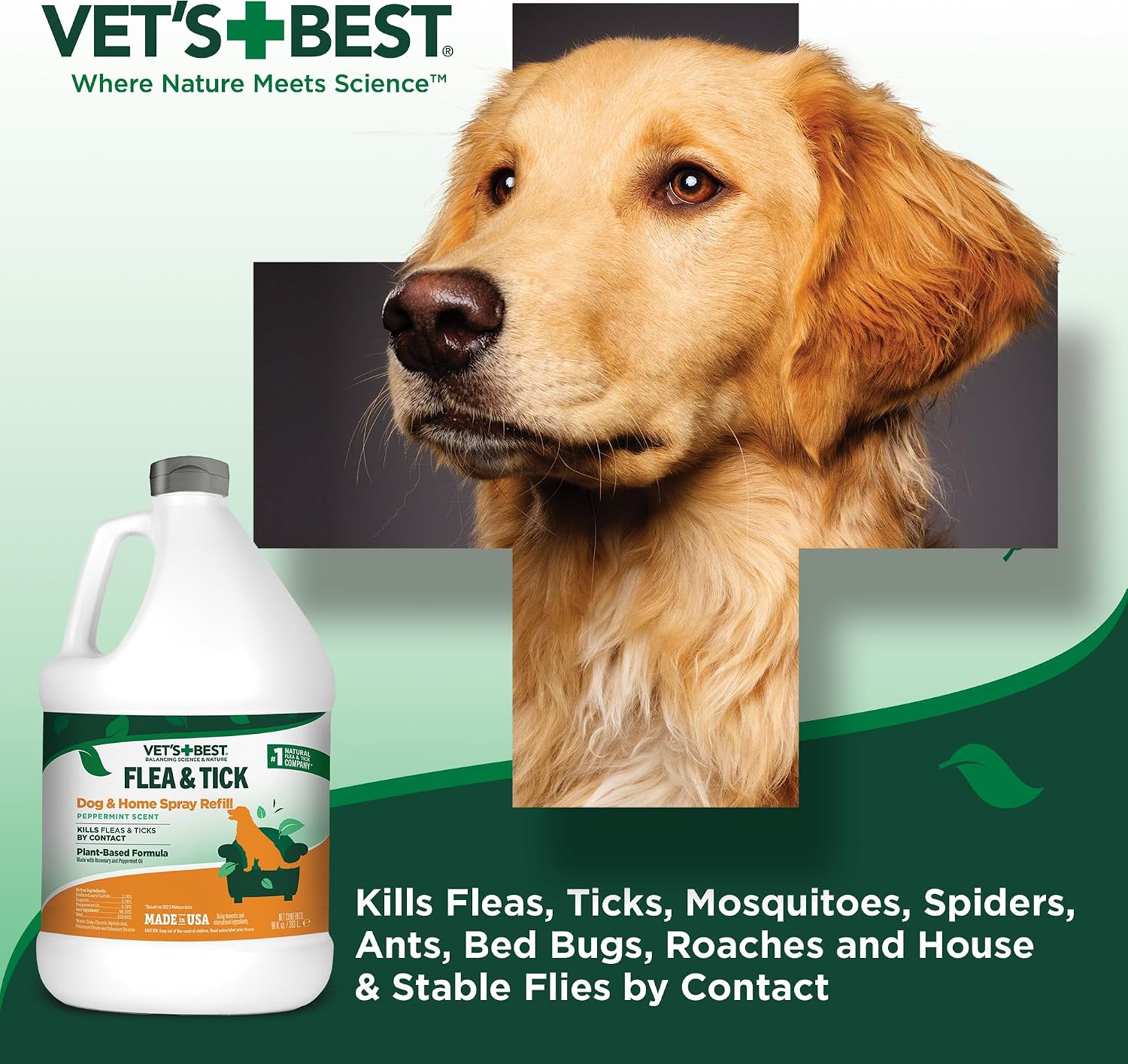 Vet's Best Flea & Tick Indoor Home Spray Refill for Dogs, Natural, 96 oz