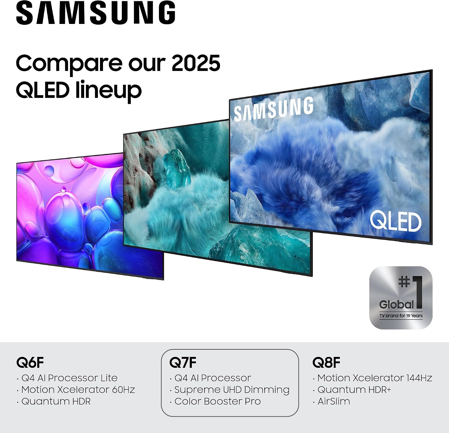 Samsung 50-Inch Class QLED Q7F Series Samsung Vision AI Smart TV (2025 Model, 50Q7F) Quantum HDR, Object Tracking Sound Lite, Q4 AI Gen1 Processor, 4K upscaling, Gaming Hub, Alexa Built-in
