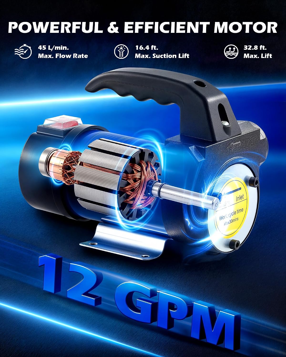 OMT Diesel Transfer Pump, 12V Fuel Transfer Pump with Nozzle Hoses