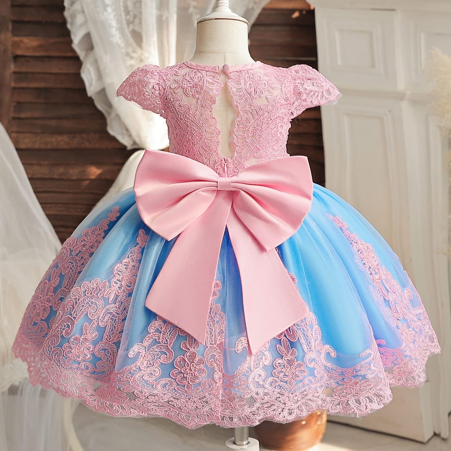 HNXDYY Baby Girl Tutu Dress Princess Lace Embroidery Wedding Party Gown