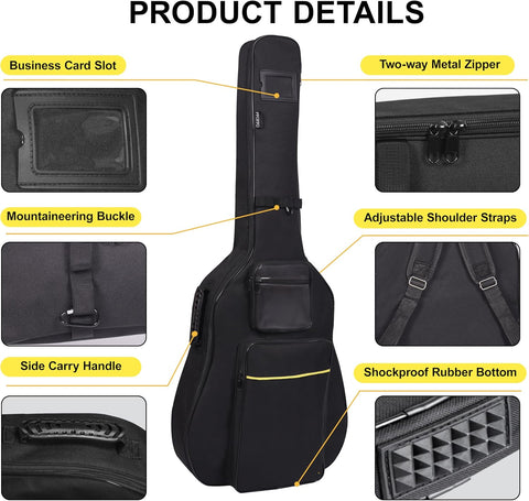 40/41/42" Acoustic Guitar Bag,Oxford Fabric with 0.35" Thick Padding
