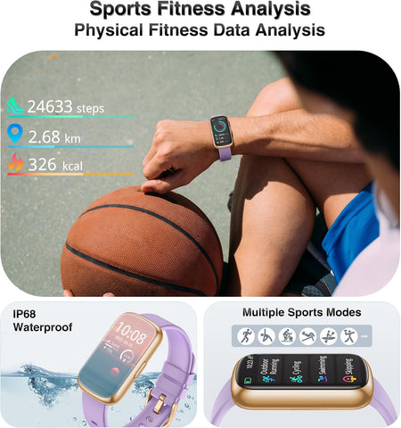 Fitness Tracker, Smart Watches for Women Men with 24/7 Heart Rate/Blood Pressure/Blood Oxygen Monitor, Sleep Tracker, Calories&Step Counter, IP68 Waterproof Health Activity Trackers for Android&iPhone