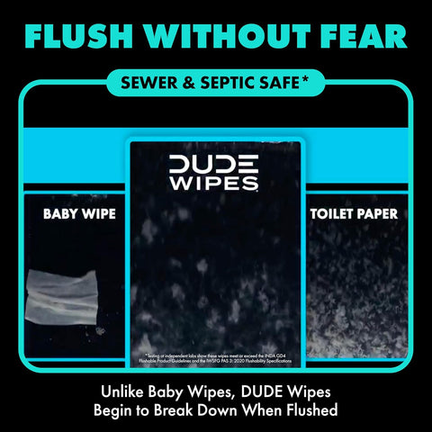 DUDE Wipes On-The-Go Mint Chill Adult Flushable Travel Wipes, 30 Count