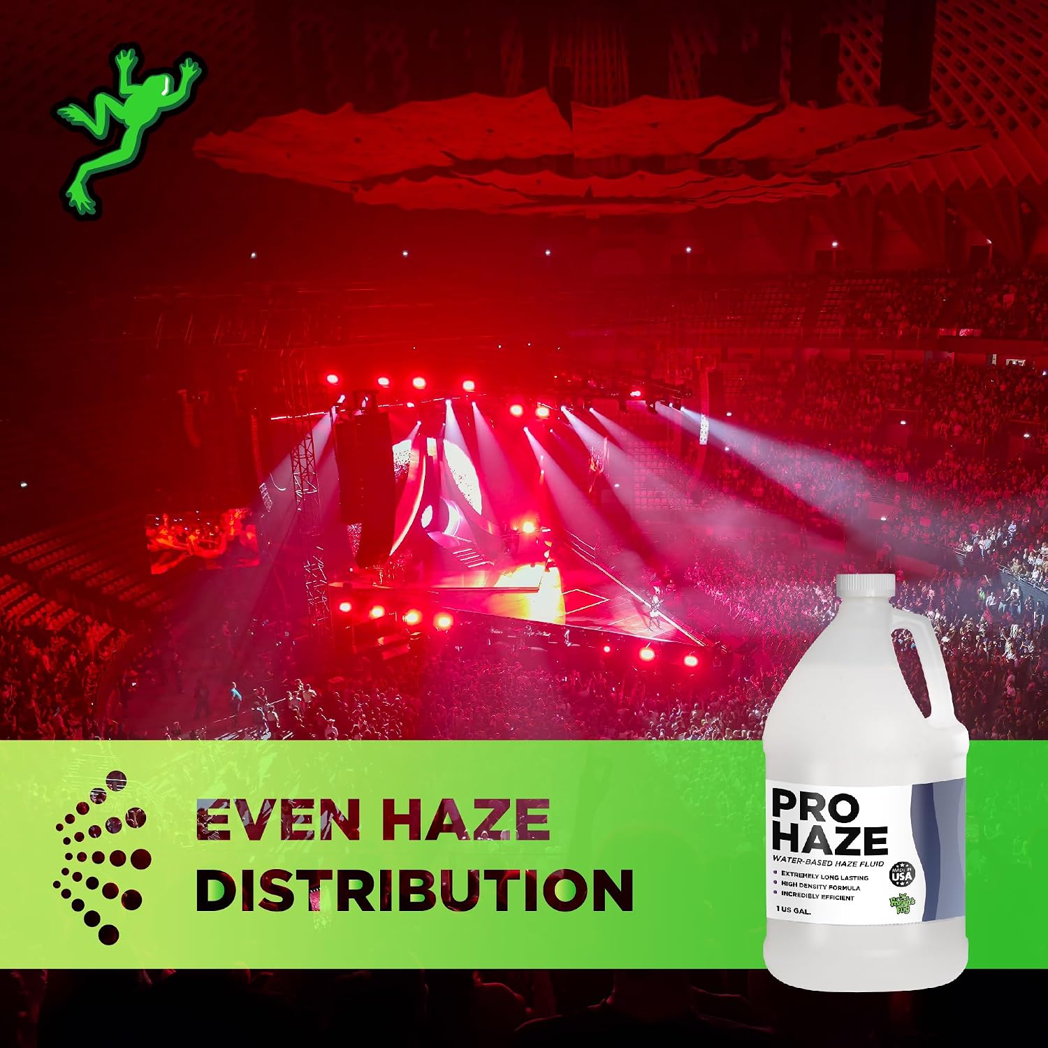 Froggy's Fog Pro Haze High-Performance Haze Fluid for Hurricane Haze 2 and Other Haze Machines, Water-Based Hazer Fluid, 1 Gallon