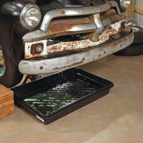 PIG Containment Tray - Rim to Rim Dimensions 52.25" L x 16.25" W x 5" H Utility Tray - Interior Bottom Dimensions 48" L x 12" W - 11.96 gal. Sump Capacity - PAK918