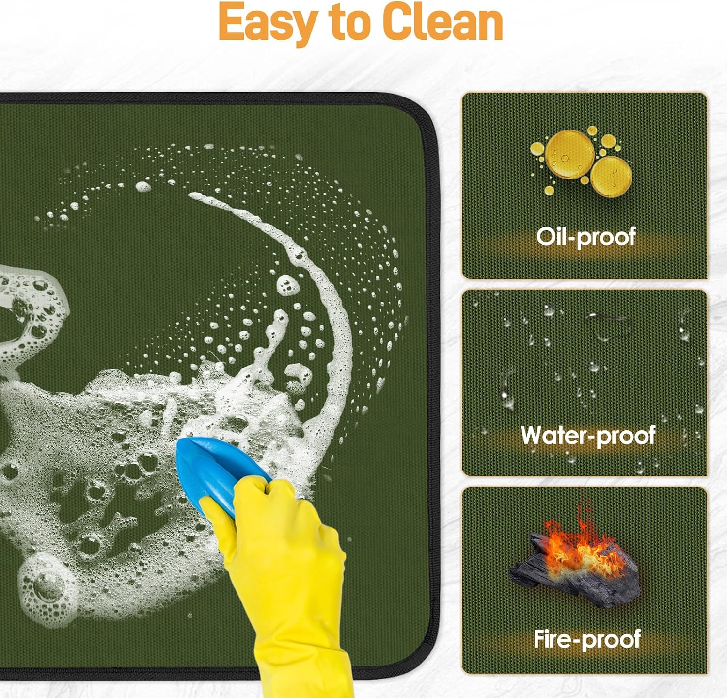 2 PCS Heat Resistant Mats for Countertop Air Fryer, 14x12in, Green