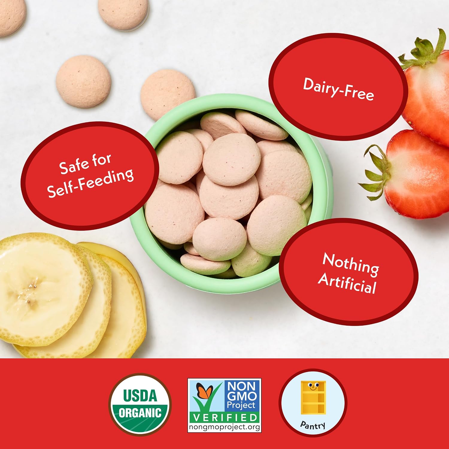 Once Upon a Farm Organic Coconut Melts, Strawberry Banana, 1oz