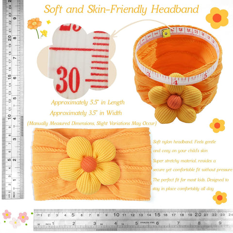 CÉLLOT 5 Pcs Baby Flower Headbands Baby Girls Nylon Headbands for Newborn