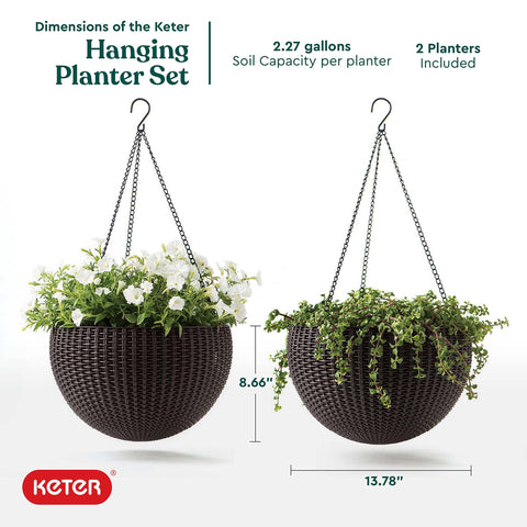 Keter 221486 Hanging Planter Set, Espresso Brown