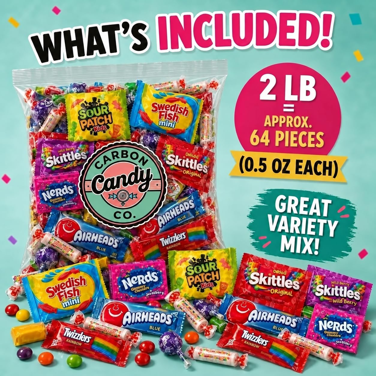 Pinata Candy Variety Pack - 2 Lb Assorted Mix, Halloween Candies for Kids