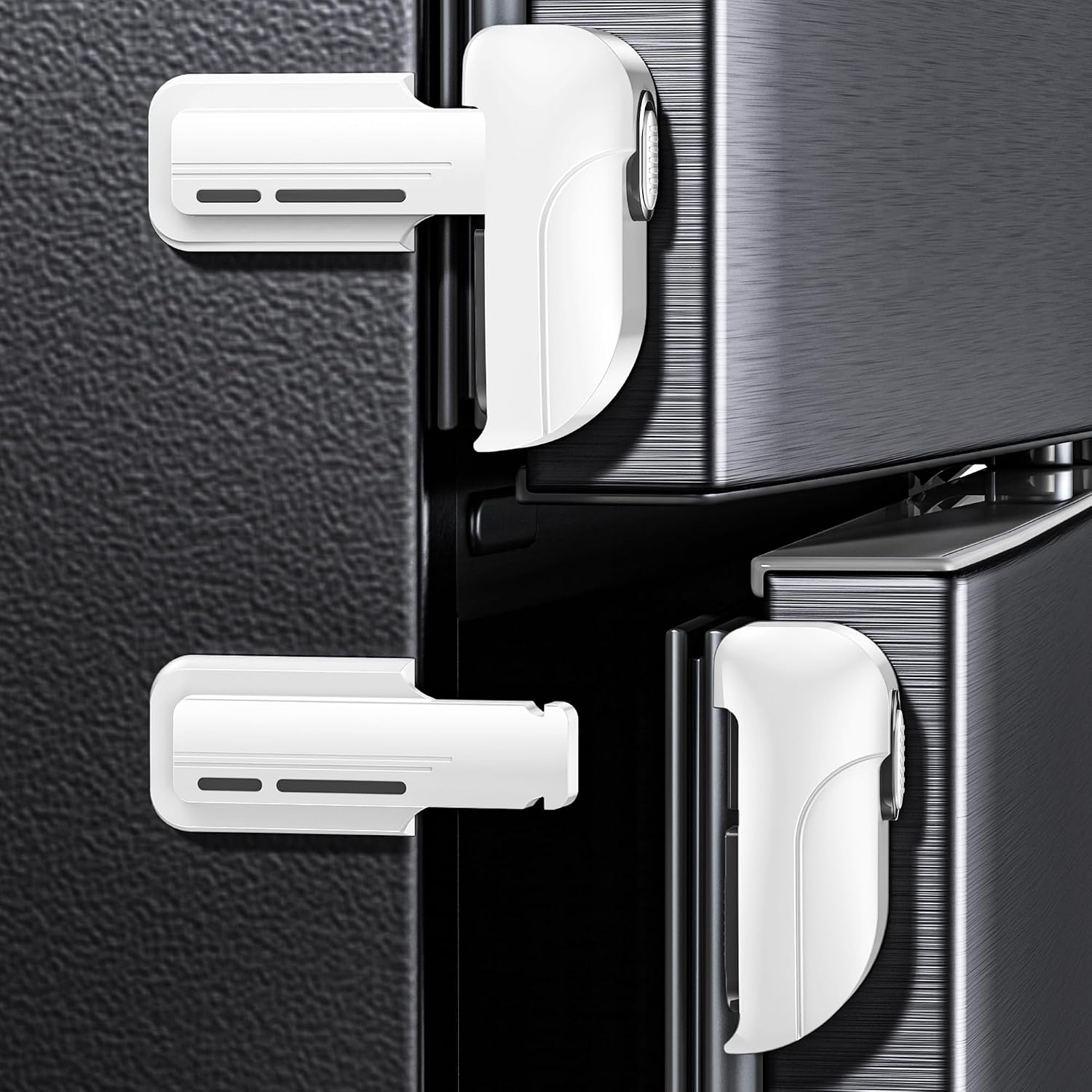 2 Pack Fridge Locks, Refrigerator Door Lock for Kids Baby Safety, Durable ABS Child Proof Freezer Latch to Keep Door Closed, Easy Install Child Lock for Fridge, No Tools Need or Drill