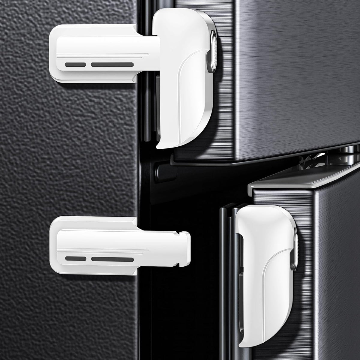 2 Pack Fridge Locks, Refrigerator Door Lock for Kids Baby Safety, Durable ABS Child Proof Freezer Latch to Keep Door Closed, Easy Install Child Lock for Fridge, No Tools Need or Drill